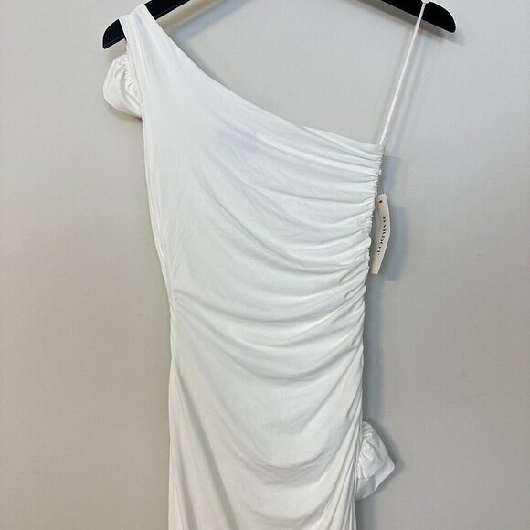 BARDOT Lilita Rosette One-Shoulder Stretch Jersey Midi Dress in Orchid White XS - Picture 10 of 16